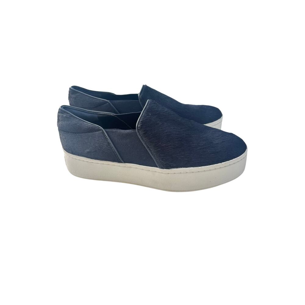 Vince Women's Warren Slip On Platform Sneakers Navy Calf Hair 7.5